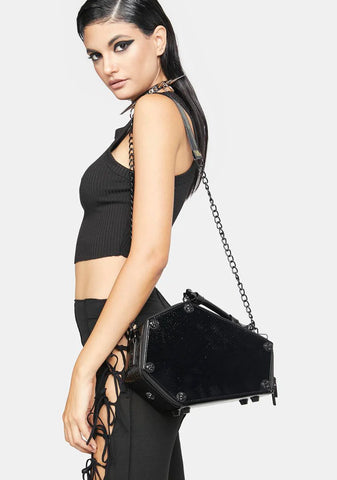 Skull Stud Croc Coffin Crossbody Bag