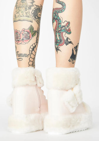 Pink Icy Baby Fuzzy Boots