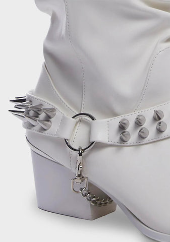 White Death Proof Lo Spike Cowboy Boots