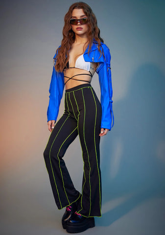 Lime Livin' Reckless Contrast Stitch Pants