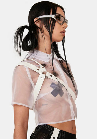 Distortion Sheer Organza Harness Shirt