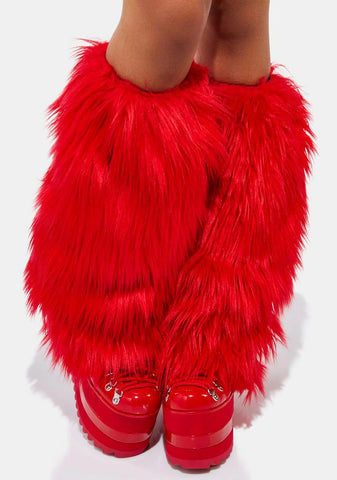 Red Fuzzy Leg Warmers
