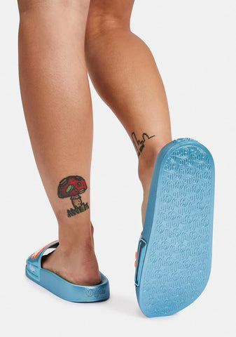 Blue Metallic Rana Slides