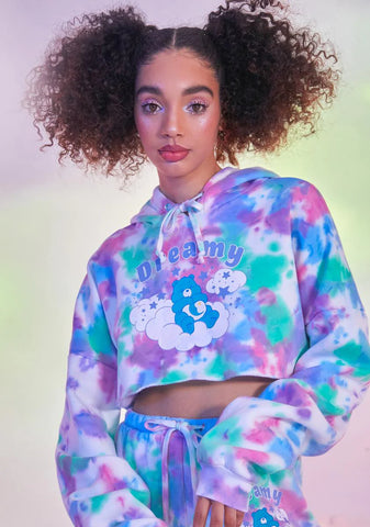 L.U.V. Luv You Cropped Tie Dye Hoodie