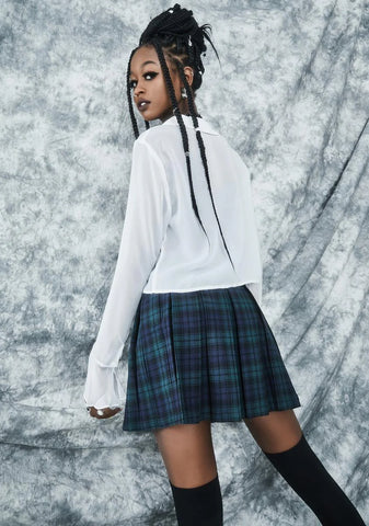 High School Hexes Plaid Pleated Skirt