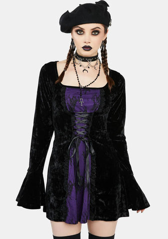 Mourning The Light Velvet Dress - Purple