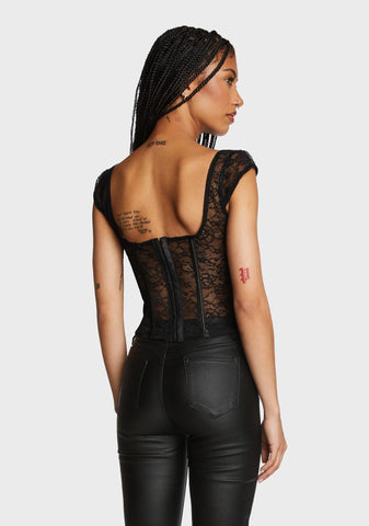 Rita Lace Corset - Black