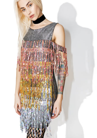 Sequin Fringe Mini Dress