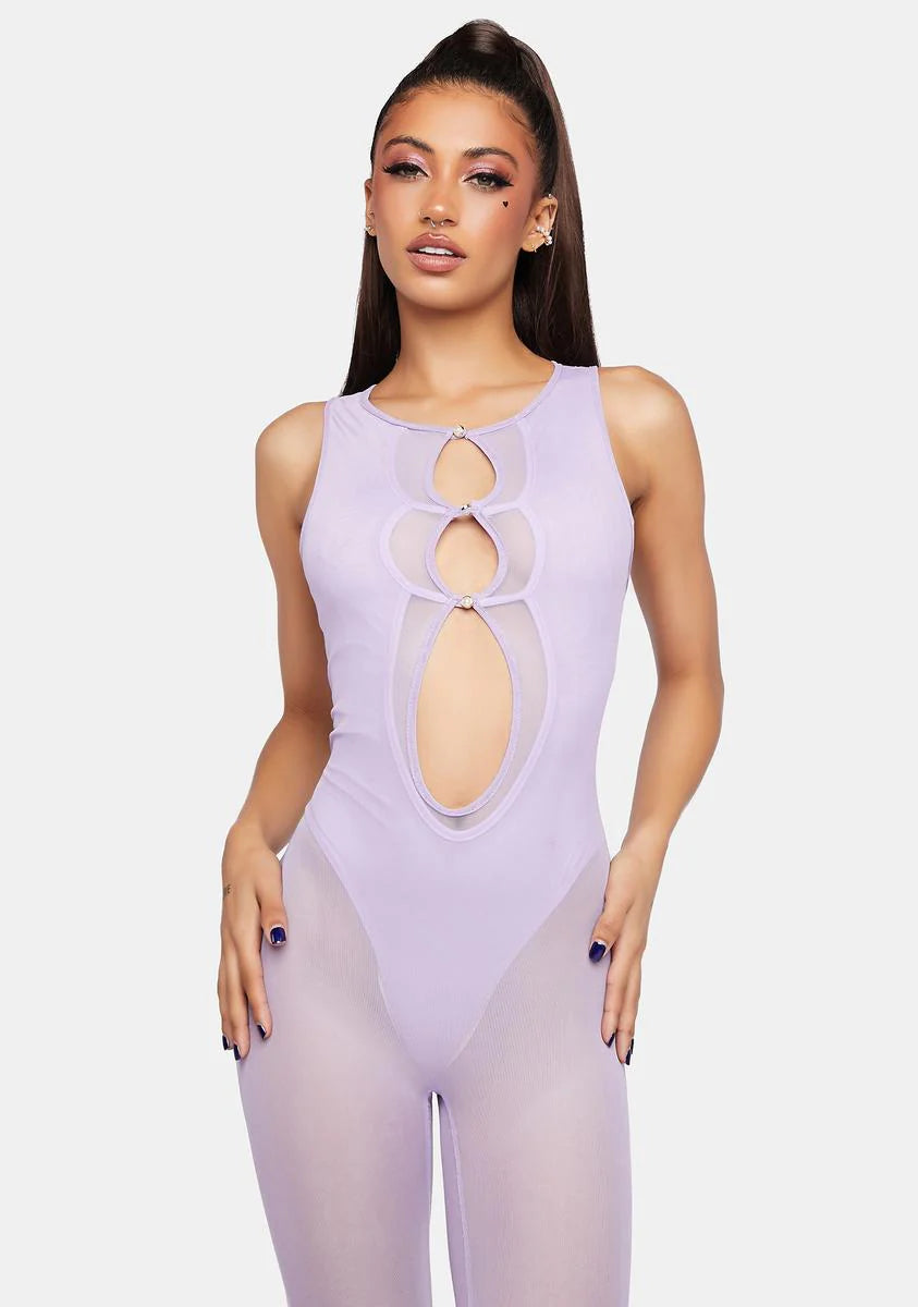 Lavender Modern Fusion Mesh Jumpsuit