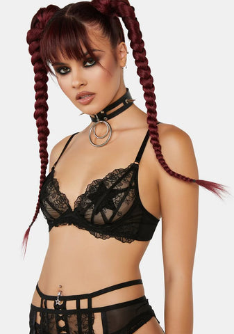 x Hustler Isa Black Graphic Lace Bra