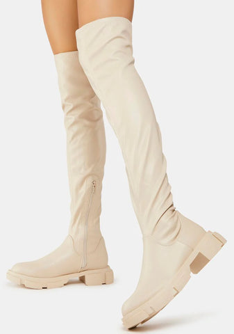 White Junya Knee High Boots