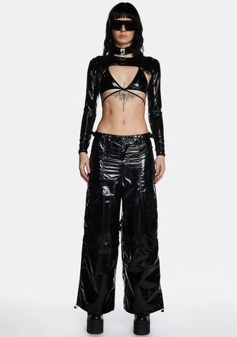 Wicked Rave Action Holographic Cargo Pants