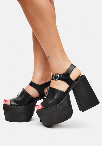 Dark Truth Be Told Platform Sandals
