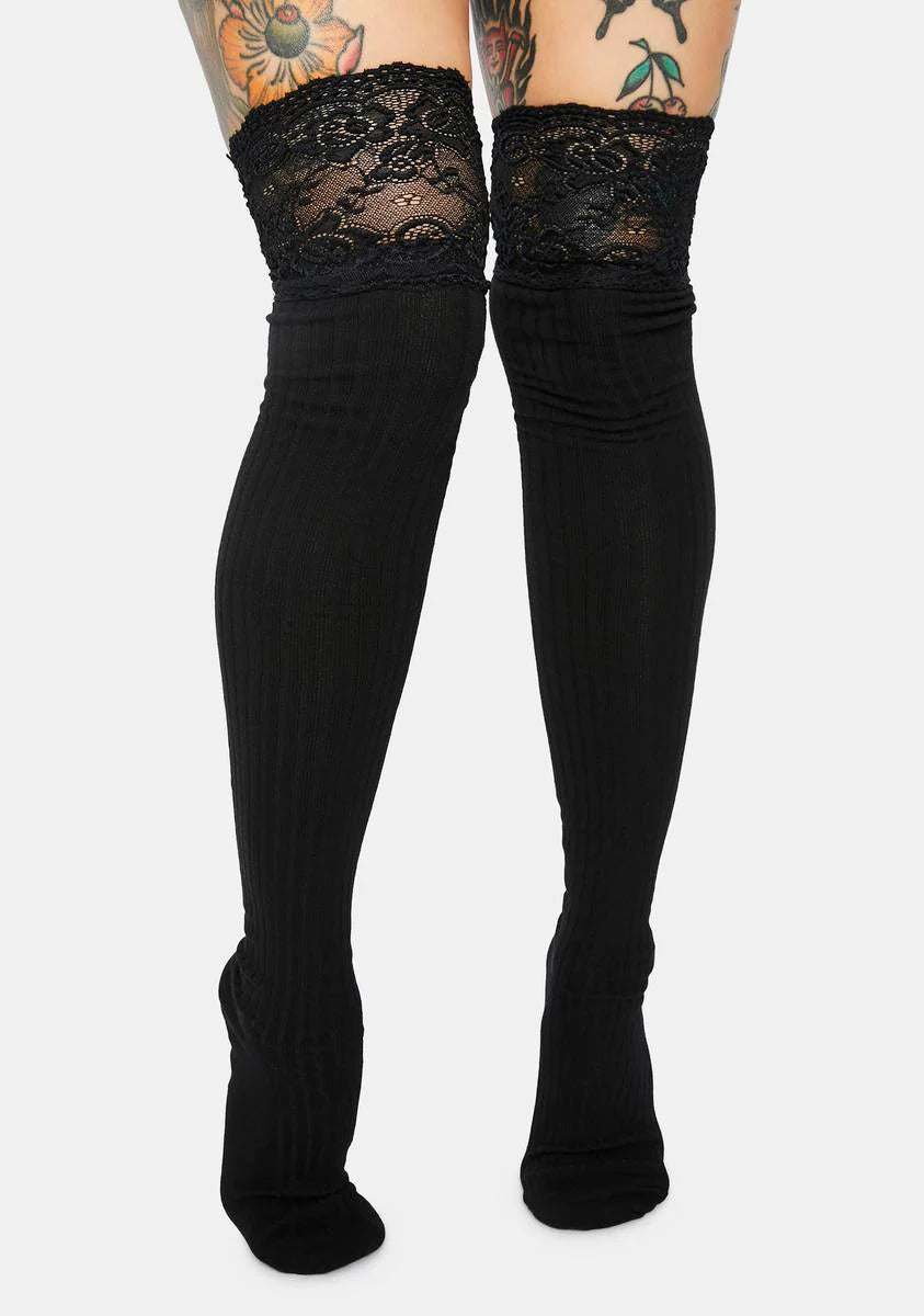 Shadow Specter Lace Thigh High Socks