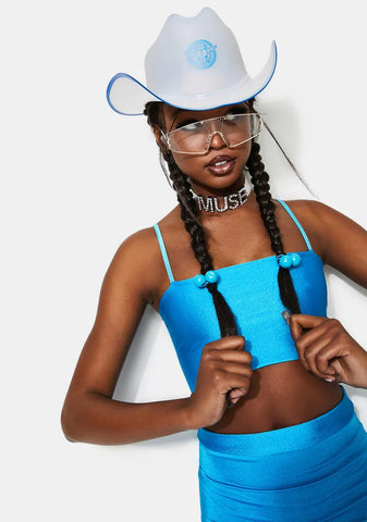 Blue Trim Light Up Neon Cowboy Hat