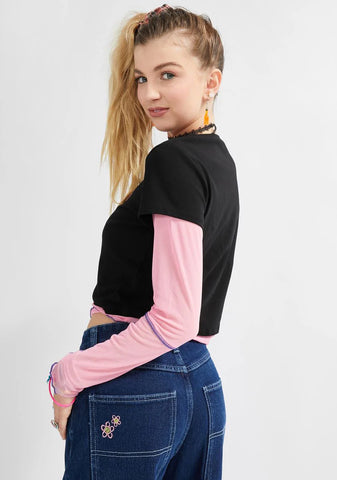 Petal Dance Layered Mesh Tee