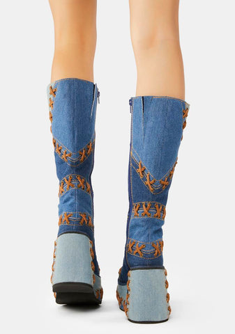 Meet Me In Milan Denim Boots