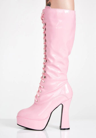 Candy Beverly Heels Baddie Platform Boots