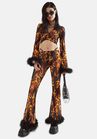 Hottie Desires Mesh Flare Pants