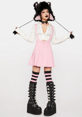 You've Been Schooled Overall Pleated Skirt