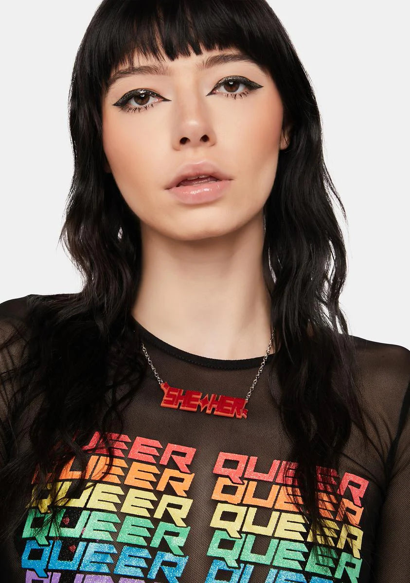 She Her Pronouns Necklace