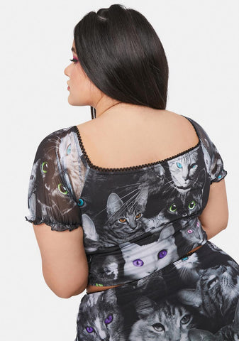 Miss Moonlight Meow Mesh Top