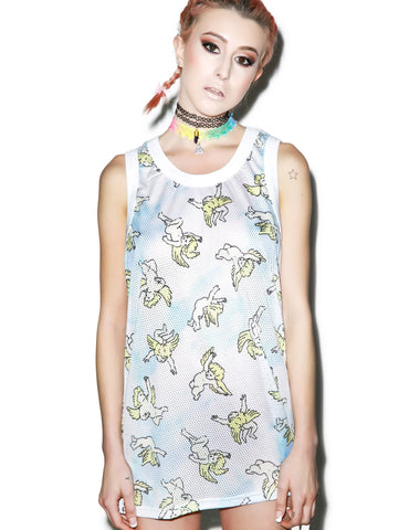 Risen Sky Mesh Tank - Light Blue