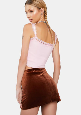 Chocolate Milk N' Cookies Velour Mini Skirt