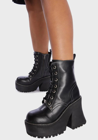Wide Fit Dark Animal Behavior Platform Boots