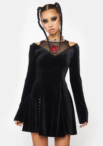 Satin Embroidered Mini Dress