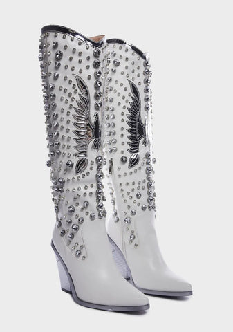 Upbeat Cowboy Boots - White