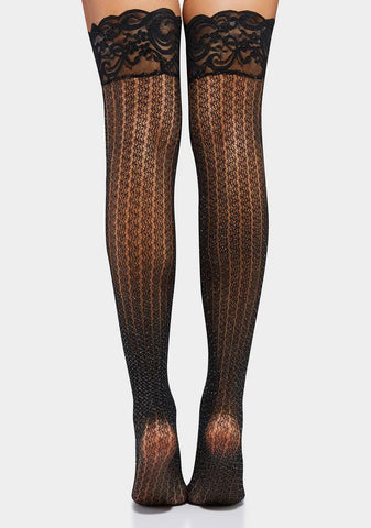 Up Late Shimmer Thigh Highs