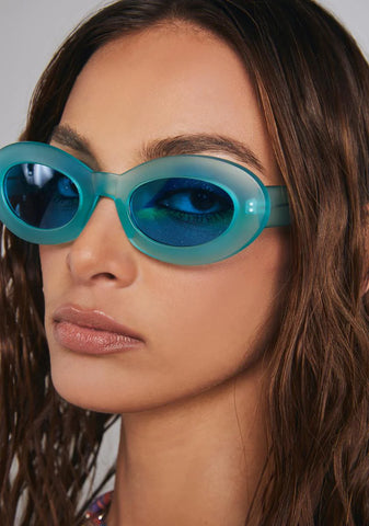 Marigold Menthol Blue Cat Eye Sunglasses