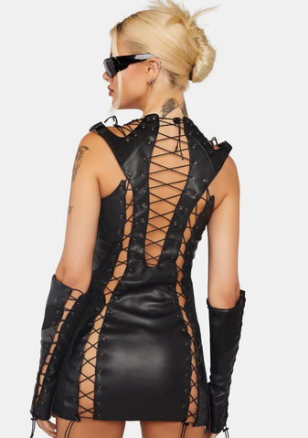 Moto Lace-Up Mini Dress