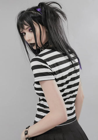 Emo Nite Lace Up Striped Baby Tee