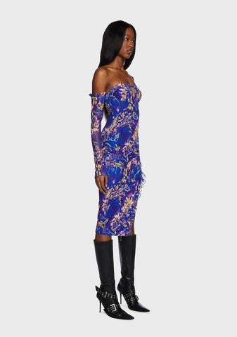 Cobalt Surreal Daze Midi Dress
