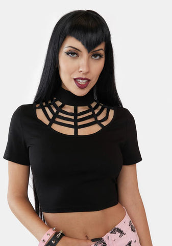 On The Web Mock Neck Top