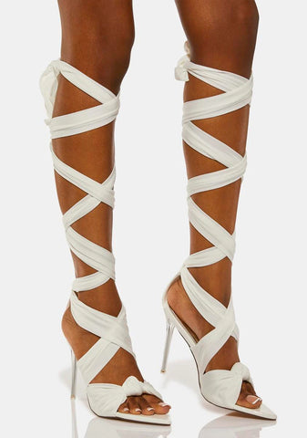 White Keep It Simple Wrap Heels
