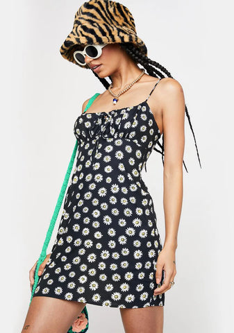 Grunge Daisy Black Mala Mini Dress