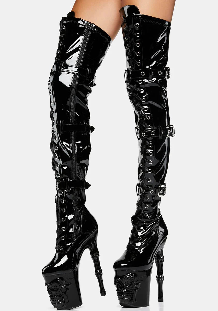 Rapture-3028 Patent Thigh High Boots