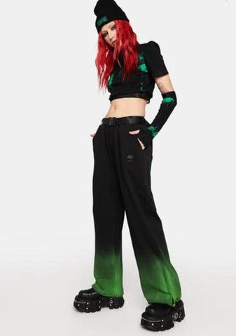 Dark Black Green Gradient Pants