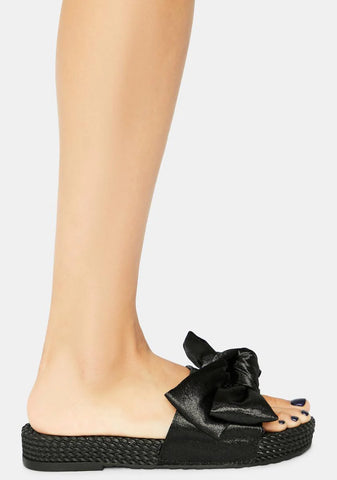 Wicked Lil Holly Golightly Woven Sole Bow Slides