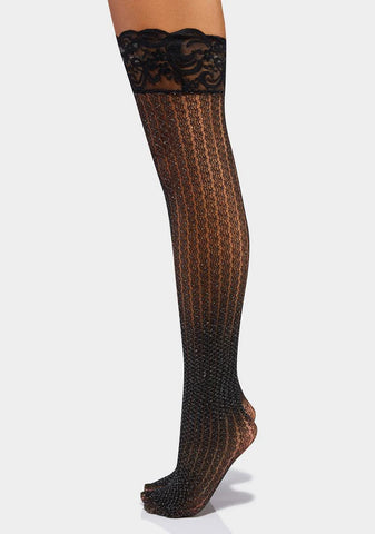 Up Late Shimmer Thigh Highs