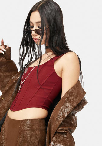 Oxblood Down For It Corset Top