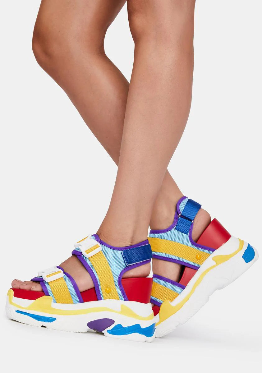 Retro Rainbow Peach Platform Sandals