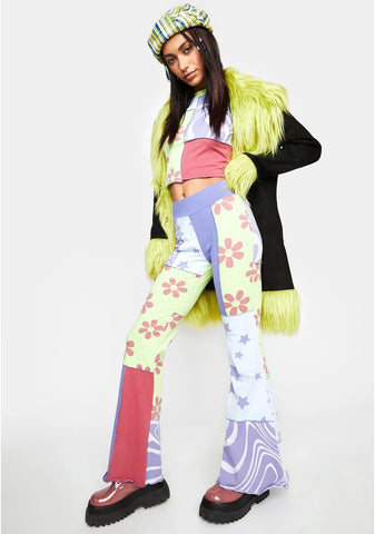 Season's Greetings Patchwork Flare Pants