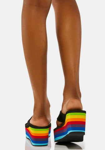 Crush Rainbow Platform Flip Flops