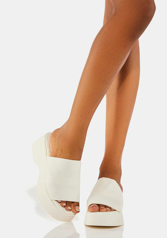 White Slinky Slide Sandals