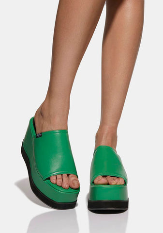Green Bubble Platform Mules
