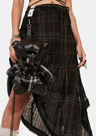 Distortion Plaid Bear Keychain Plushie